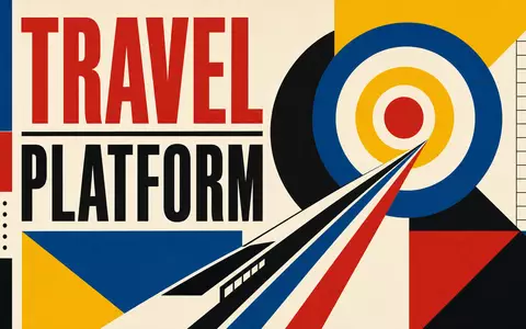 Airbnb Inc. US0090661010 Bauhaus Poster mit Schriftzug TRAVEL PLATFORM und geometrischen Primärfarben im Retrostil - Foto: THN