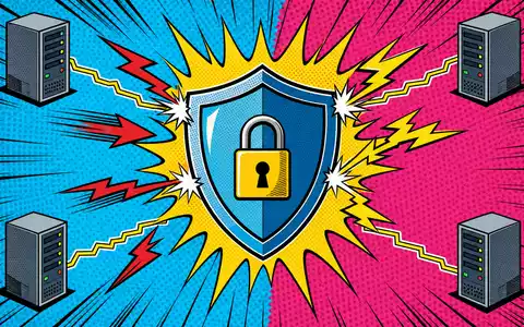 Akamai Technologies Inc. US00971T1016 pop art comic shield network protection halftone retro bold colors - Foto: THN