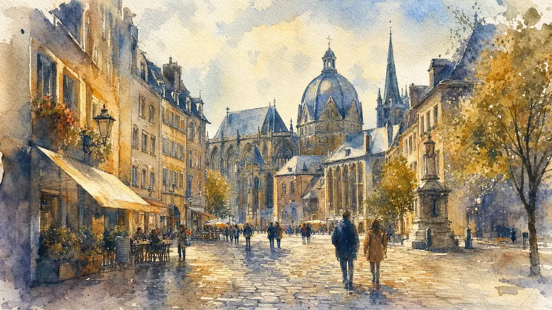 Aquarell Aachen Dom Altstadt – AIXTRON SE DE000A0WMPJ6