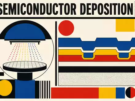 AIXTRON SE DE000A0WMPJ6 Bauhaus-Poster mit geometrischer Abstraktion Primärfarben und SEMICONDUCTOR DEPOSITION Schrift - Foto: THN
