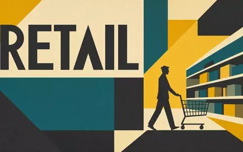 Bauhaus-Poster mit geometrischen Formen und Schriftzug RETAIL symbolisiert die Branche von Target Corp., ISIN US87612E1064 - Foto: THN