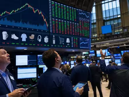 Börsen-Editorialfoto zeigt Trading-Floor mit Einzelhandels-Kursdaten und Konsumgütersymbolen im Kontext von Target Corp., ISIN US87612E1064 - Foto: THN