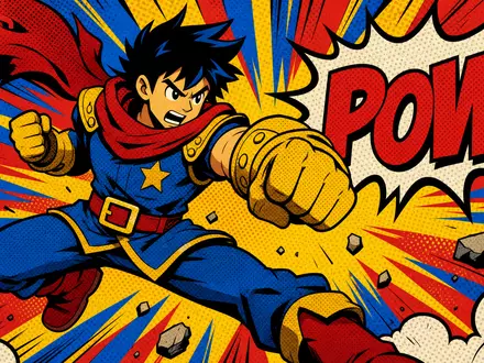 Pop-Art-Comic zeigt fiktive Spielfigur passend zu Take-Two Interactive US8740541094 in dynamischer Actionpose mit Comic-Effekten - Foto: THN