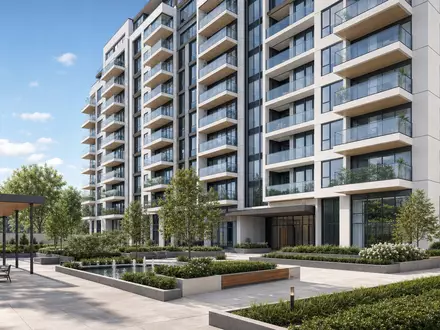TAG Immobilien AG (DE0008303504) plant moderne Wohntürme, gezeigt als schlanker Architektur-Render mit Glasbalkonen und Gartenanlage - Foto: THN