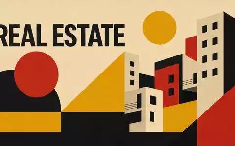 TAG Immobilien AG (DE0008303504) im Bauhaus-Poster-Stil mit geometrischen Formen und Schriftzug REAL ESTATE dargestellt - Foto: THN