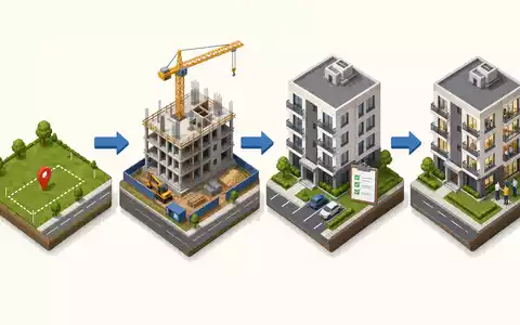 TAG Immobilien AG (DE0008303504) veranschaulicht Wertschöpfungskette isometrisch: Grundstück, Bau, Verwaltung und Vermietung - Foto: THN