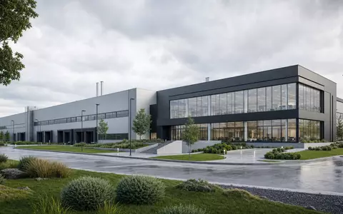 Architektur-Render einer modernen Werksanlage repräsentiert Industriestandort von Trelleborg AB, notiert unter ISIN SE0000114837 an Börse - Foto: THN