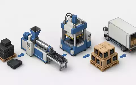Isometrisches 3D-Diagramm zeigt Wertschöpfungskette der Polymerproduktion, vergleichbar mit Geschäftsmodell von Trelleborg AB, ISIN SE0000114837 - Foto: THN