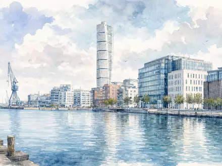 Beijer Ref AB (SE0015949748) hat seinen Hauptsitz im schwedischen Malmö, dargestellt hier in zarter Aquarell-Optik - Foto: THN