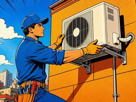 Beijer Ref AB (SE0015949748) prägt die HVAC-Branche, illustriert durch farbenfrohe Pop-Art-Comicszene mit Klimaanlagen-Installation - Foto: THN