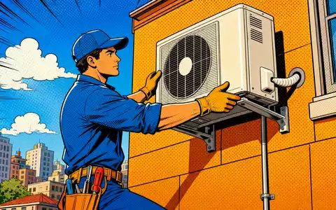 Beijer Ref AB (SE0015949748) prägt die HVAC-Branche, illustriert durch farbenfrohe Pop-Art-Comicszene mit Klimaanlagen-Installation - Foto: THN