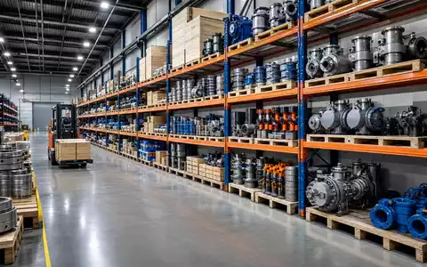 Fotorealistisches Industrielager zeigt Nischenprodukte von Indutrade AB und repräsentiert Aktie ISIN SE0001515552 eindrucksvoll - Foto: THN