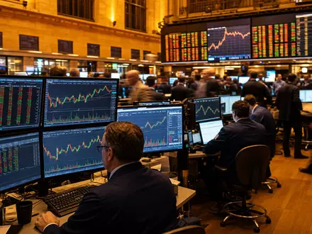 Stockholmer Börsen-Editorial zeigt Händler vor Industriecharts und verbindet Finanzwelt mit Indutrade AB SE0001515552 - Foto: THN