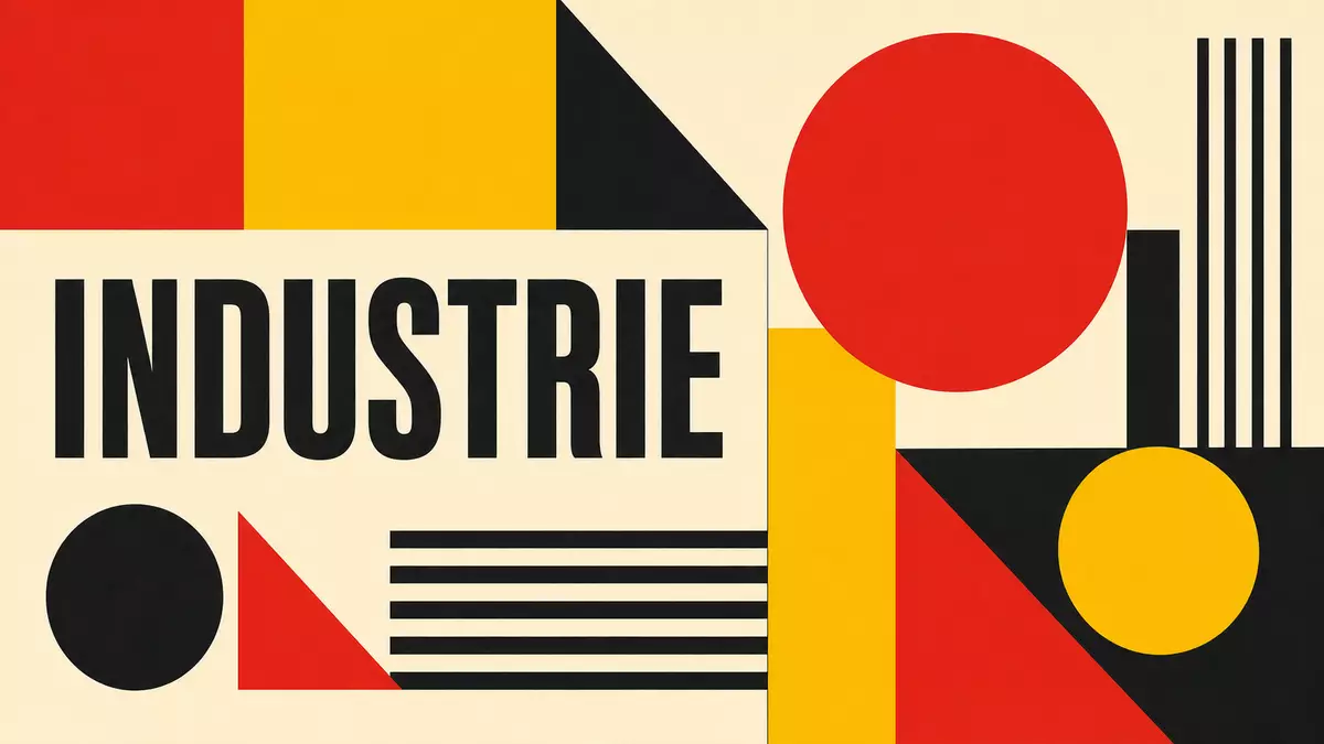 Bauhaus-Poster mit geometrischen Formen und Sektor-Schriftzug INDUSTRIE