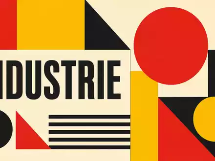 Bauhaus-Poster stellt Lifco AB SE0015949201 mit geometrischen Formen und Sektor-Kürzel INDUSTRIE grafisch dar - Foto: THN