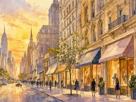 Aquarellmalerei der New Yorker Fifth Avenue repräsentiert Standort der Ralph Lauren Corp Aktie ISIN US7512121010 - Foto: THN