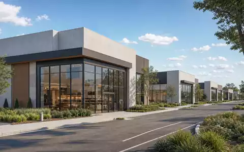 Realty Income Corp US75513E1010 präsentiert einen modernen Architektur-Render einer geplanten Net-Lease-Einzelhandelsanlage in den USA - Foto: THN