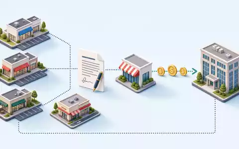 Realty Income Corp US75513E1010 illustriert isometrisch die komplette Wertschöpfungskette eines typischen Net-Lease-Immobilienmodells - Foto: THN