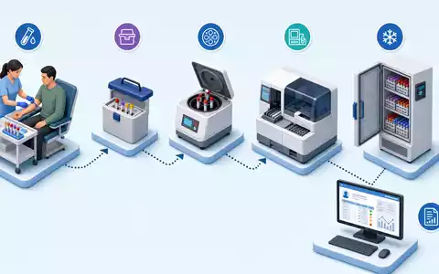 Quest Diagnostics US74834L1008 visualisiert isometrische Wertschöpfungskette von Probenentnahme bis digitalem Laborbefund als 3D-Infografik - Foto: THN