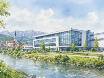 Rational AG (DE0007010803) inspiriert dieses Aquarell eines modernen Bürogebäudes nahe einer bayerischen Kleinstadt - Foto: THN