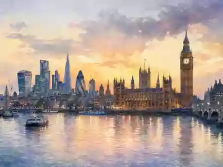 Anglo American plc GB00B1XZS820 wird durch eine Aquarellansicht der Londoner Skyline am Fluss symbolisiert - Foto: THN