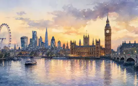 Anglo American plc GB00B1XZS820 wird durch eine Aquarellansicht der Londoner Skyline am Fluss symbolisiert - Foto: THN