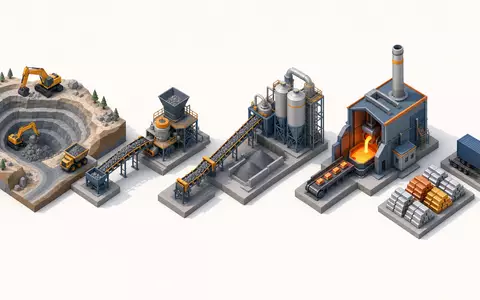 Anglo American plc GB00B1XZS820 illustriert isometrisch die Wertschöpfungskette vom Tagebau bis zum Metallbarren - Foto: THN
