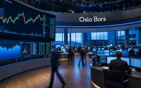 Börsen-Editorial vom Handelsraum der Oslo Børs symbolisiert Notierung von Mowi ASA, Aktie ISIN NO0003054108 - Foto: THN
