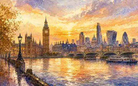 Associated British Foods plc GB0006731235 zeigt ein Aquarellbild der Londoner Skyline an der Themse - Foto: THN