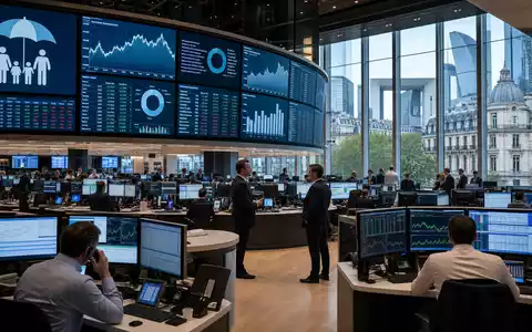 Coface SA (ISIN FR0000064784) wird an der Euronext Paris gehandelt, dargestellt durch diesen belebten Börsen-Handelssaal - Foto: THN