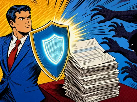 Coface SA (ISIN FR0000064784) schützt Unternehmen vor Zahlungsausfällen, dargestellt in dieser farbenfrohen Pop-Art-Comic-Szene - Foto: THN
