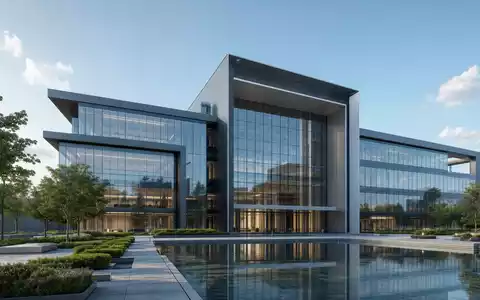 Architektur-Render zeigt modernes Firmengebäude von SKF AB, ISIN SE0000108227, mit Glasfassade und Industriedesign - Foto: THN