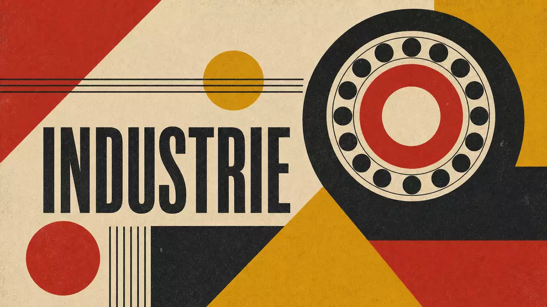 Bauhaus-Stil Poster mit geometrischen Kreisen und dem Wort INDUSTRIE