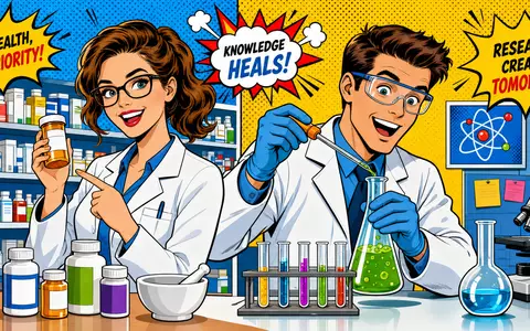 Indivior PLC, ISIN GB00BYZ0C031, präsentiert in bunter Pop-Art-Comic-Szene mit Apotheker und Wissenschaftler - Foto: THN