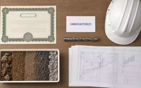Flatlay mit Aktienzertifikat und ISIN-Karte illustriert Investment in Keller Group plc, ISIN GB0034293025, Baubranche - Foto: THN