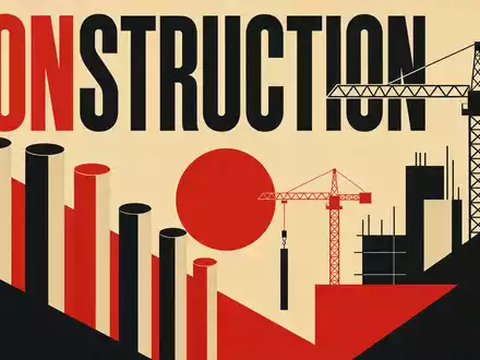 Bauhaus-Poster mit geometrischen Baukranformen symbolisiert Baubranche von Keller Group plc, ISIN GB0034293025, künstlerisch - Foto: THN