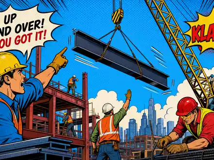 Pop-Art-Comic zeigt dynamische Baustellenszene inspiriert von Morgan Sindall Group plc, ISIN GB0006005892, farbenfroh und stilisiert - Foto: THN