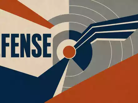 Saab AB (ISIN SE0000112385) erscheint als geometrisches Bauhaus-Poster mit dem Sektor-Text DEFENSE - Foto: THN