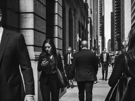 Dokumentarische Schwarzweiß-Aufnahme von Finanzdistrikt-Architektur, EQT AB SE0012853455 repräsentiert seriöse Investmentgesellschaft mit langer Tradition - Foto: THN
