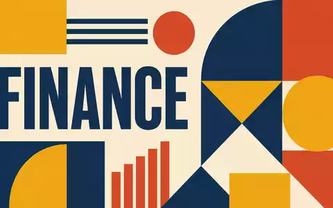 Geometrisches Bauhaus-Poster mit Sektor-Schriftzug FINANCE, EQT AB SE0012853455 symbolisiert Investmentbranche durch klare grafische Formensprache elegant - Foto: THN