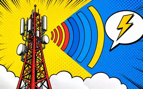 Pop-Art-Comicszene mit stilisiertem Sendeturm und Sprechblasen visualisiert die Branche von Tele2 AB, ISIN SE0005190238, farbenfroh - Foto: THN
