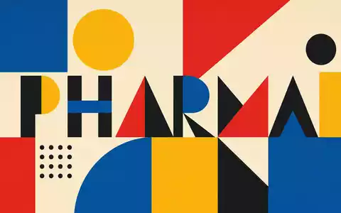 GSK plc (ISIN GB0009252882) wird als Bauhaus-Poster mit geometrischen Formen und dem Wort PHARMA visualisiert - Foto: THN