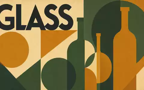 Geometrisches Bauhaus-Poster mit stilisierten Glasflaschen-Formen visualisiert den Vidrala S.A. Sektor, ISIN ES0183746314, Designsprache - Foto: THN
