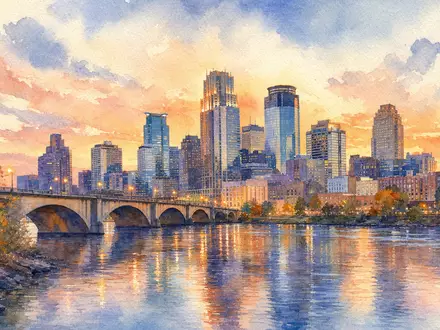 US Bancorp (ISIN US9029733048) präsentiert die Firmenzentrale symbolisch als Aquarell einer US-Großstadt-Skyline - Foto: THN