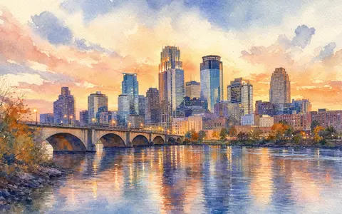 US Bancorp (ISIN US9029733048) präsentiert die Firmenzentrale symbolisch als Aquarell einer US-Großstadt-Skyline - Foto: THN