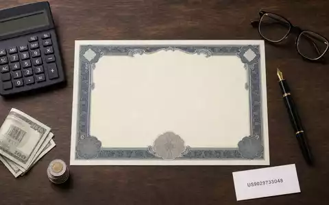 US Bancorp (ISIN US9029733048) als Flatlay mit Aktienzertifikat, ISIN-Karte, Bargeld und Büroutensilien arrangiert - Foto: THN
