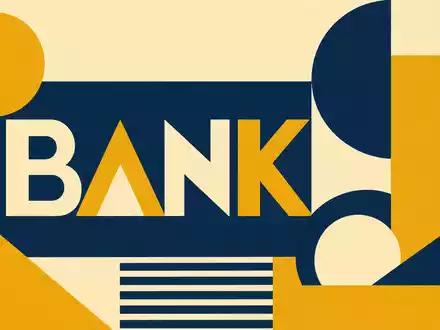 US Bancorp (ISIN US9029733048) inspiriert ein geometrisches Bauhaus-Poster mit dem Sektor-Schriftzug BANK - Foto: THN