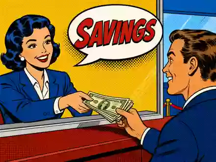 US Bancorp (ISIN US9029733048) erscheint als farbenfrohe Pop-Art-Comic-Szene an einem Bankschalter mit Sprechblase - Foto: THN