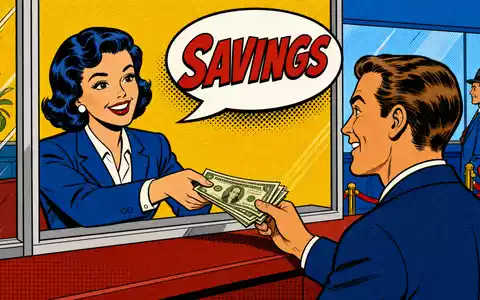 US Bancorp (ISIN US9029733048) erscheint als farbenfrohe Pop-Art-Comic-Szene an einem Bankschalter mit Sprechblase - Foto: THN