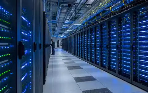 Verisign Inc. (US92343E1029) betreibt Rechenzentren mit langen Serverreihen für globale DNS-Registry-Infrastruktur zuverlässig und sicher - Foto: THN